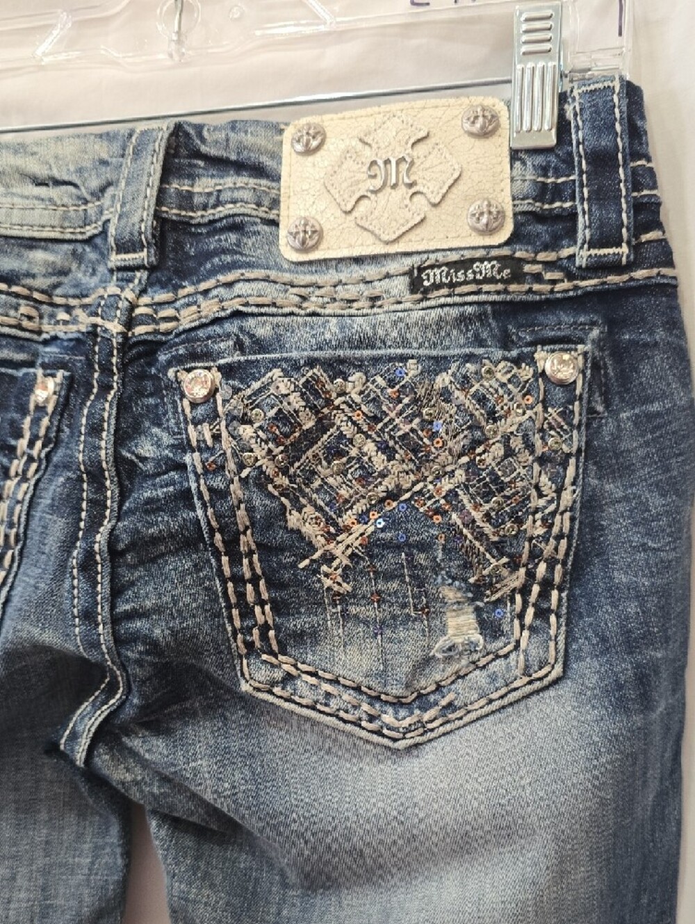 Miss Me Blue Faded Distressed Skinny Jeans - Picture 10 of 11